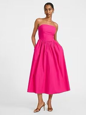 Express Strapless Hot Pink Midi Dress